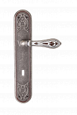 Дверная ручка на планке Val de Fiori мод. Белладжио (серебро антич. с эмалью) под ключ